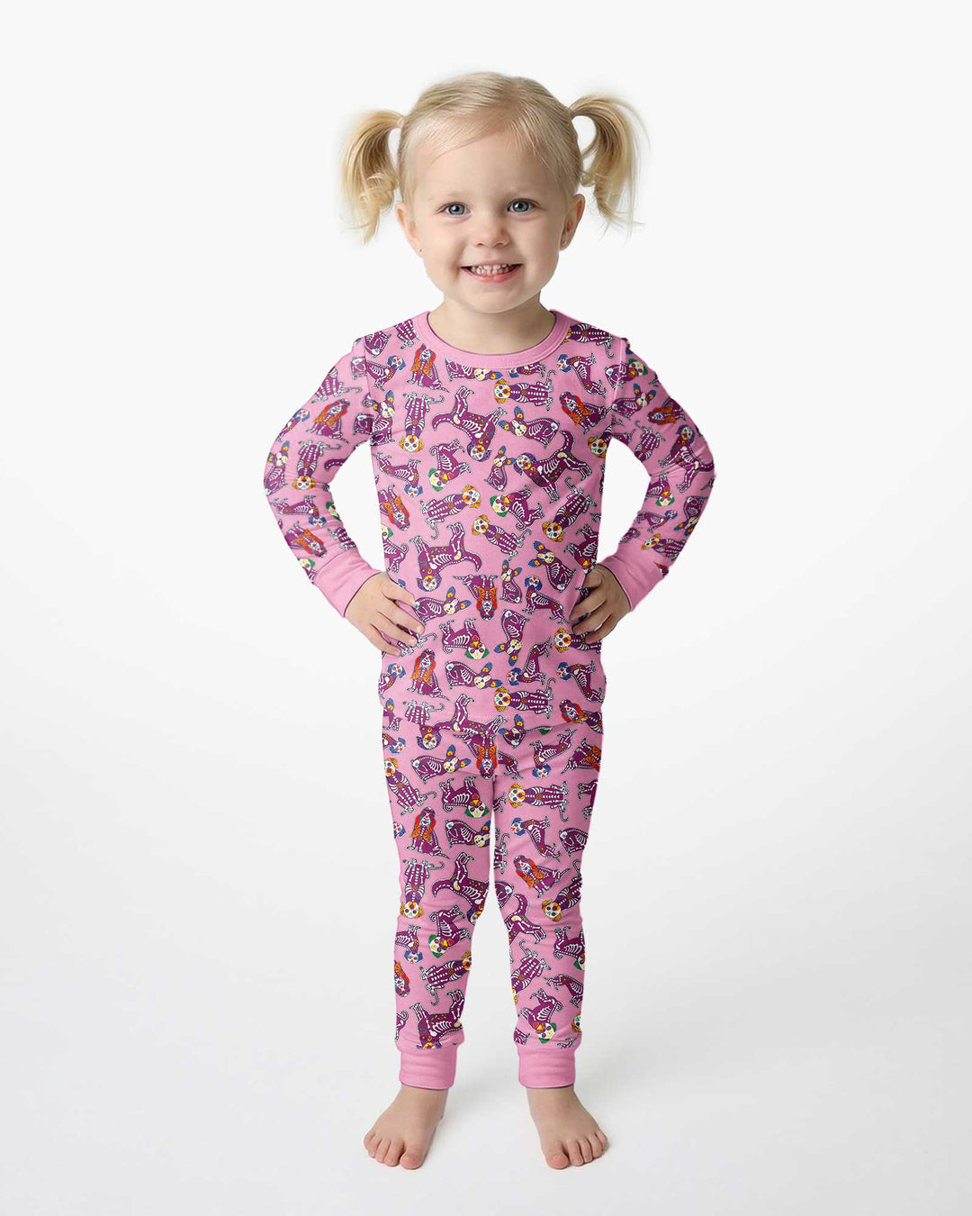 Dia De Los Muertos Doggie Bamboo Two Piece Long Sleeve Pajama Set