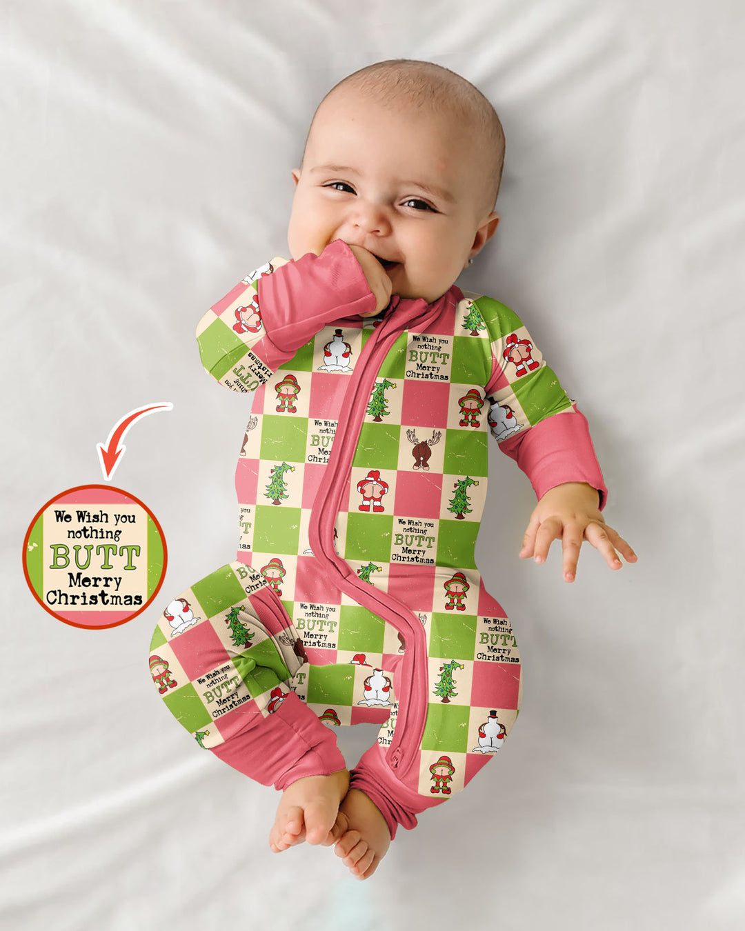 Nothing Butt Merry Christmas Checkerboard Bamboo Convertible Zippy