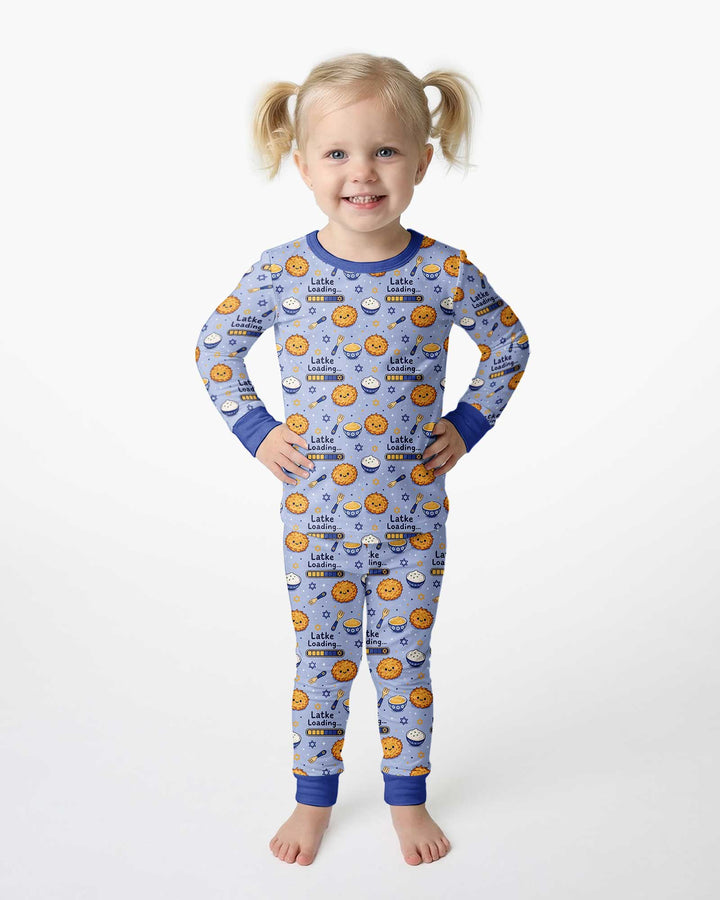 Latke For Hanukkah Bamboo Two Piece Long Sleeve Pajama Set