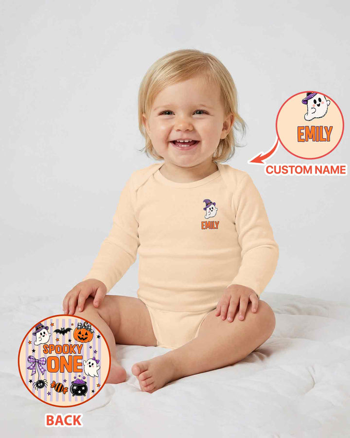 Custom Name Spooky One First Halloween Bamboo Bodysuit