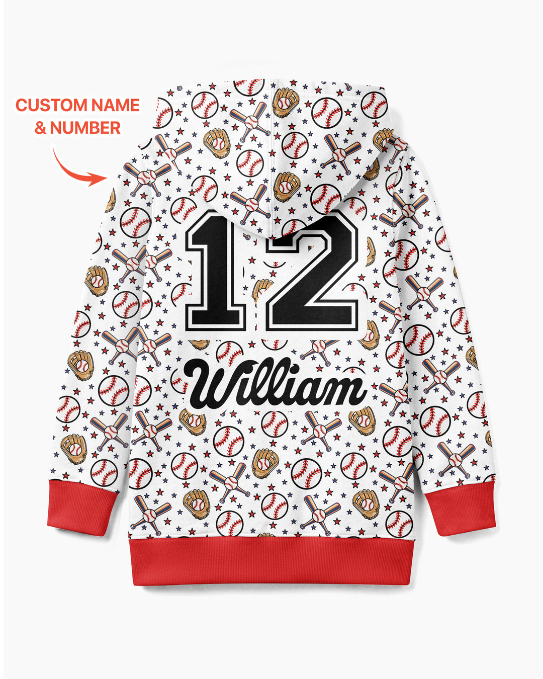 All-Star Baseball Custom Name Bamboo Zip Hoodie