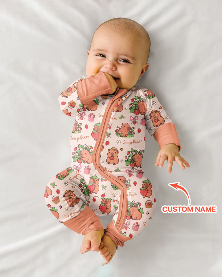 Custom Name Capybara Strawberry Bamboo Convertible Zippy