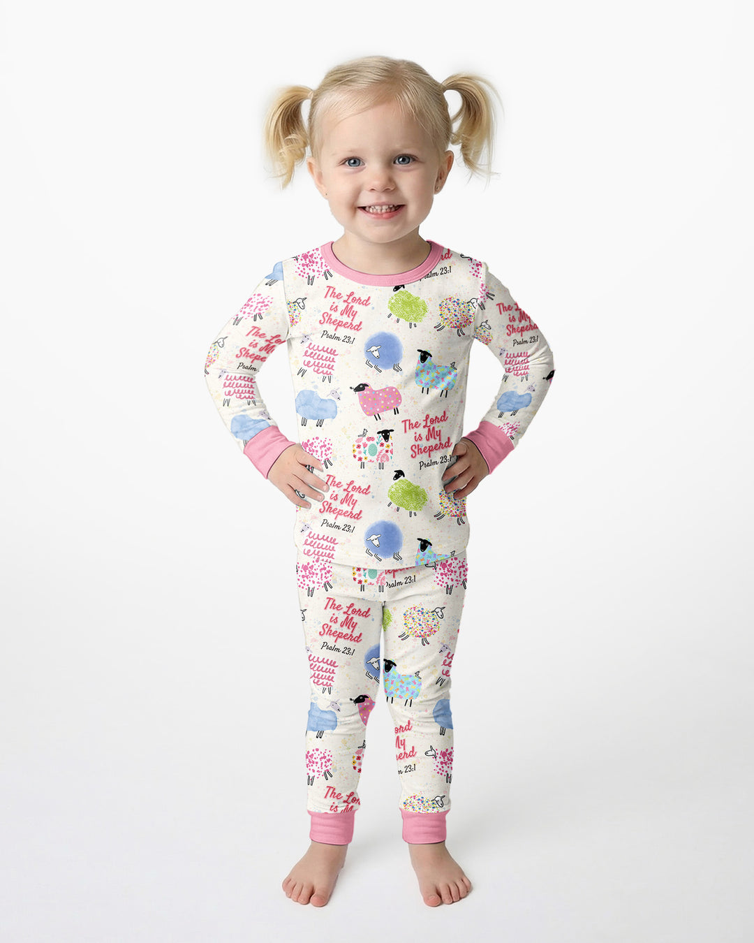 The Lord Is My Shepherd Psalm 23 Bamboo Two Piece Long Sleeve Pajama Set