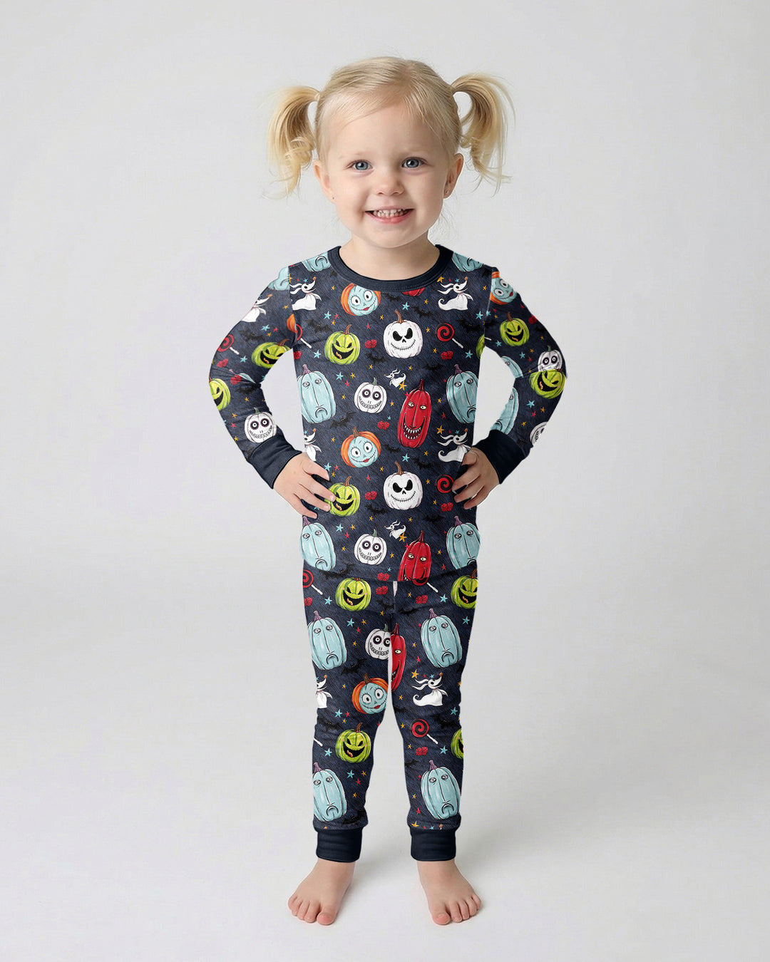 Nightmare Pumpkin Bamboo Two Piece Long Sleeve Pajama Set