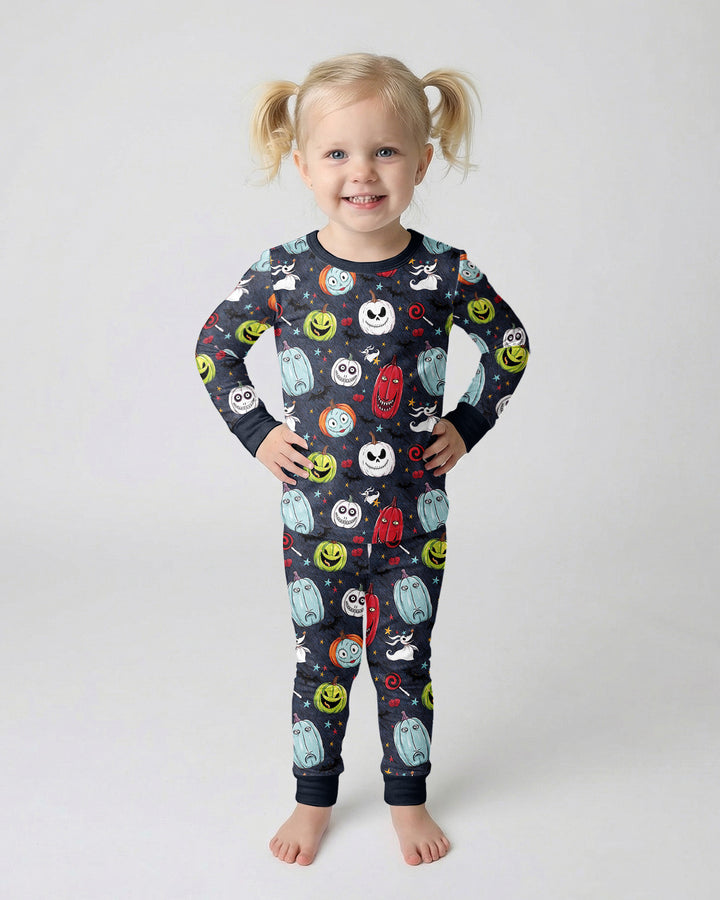 Nightmare Pumpkin Bamboo Two Piece Long Sleeve Pajama Set