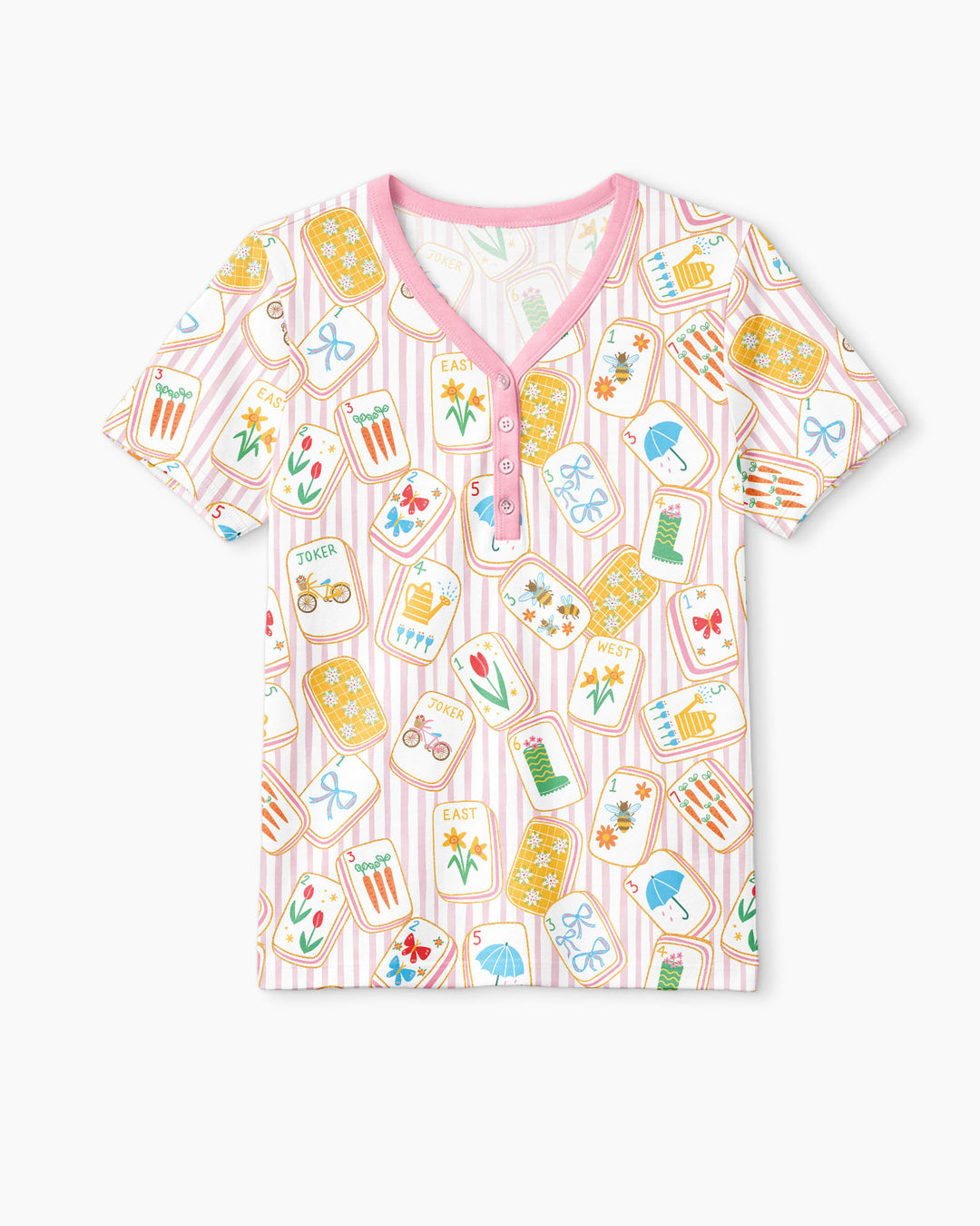 Mahjong Club Mommy & Me Matching Bamboo Women Short Sleeve Short Pajama Set