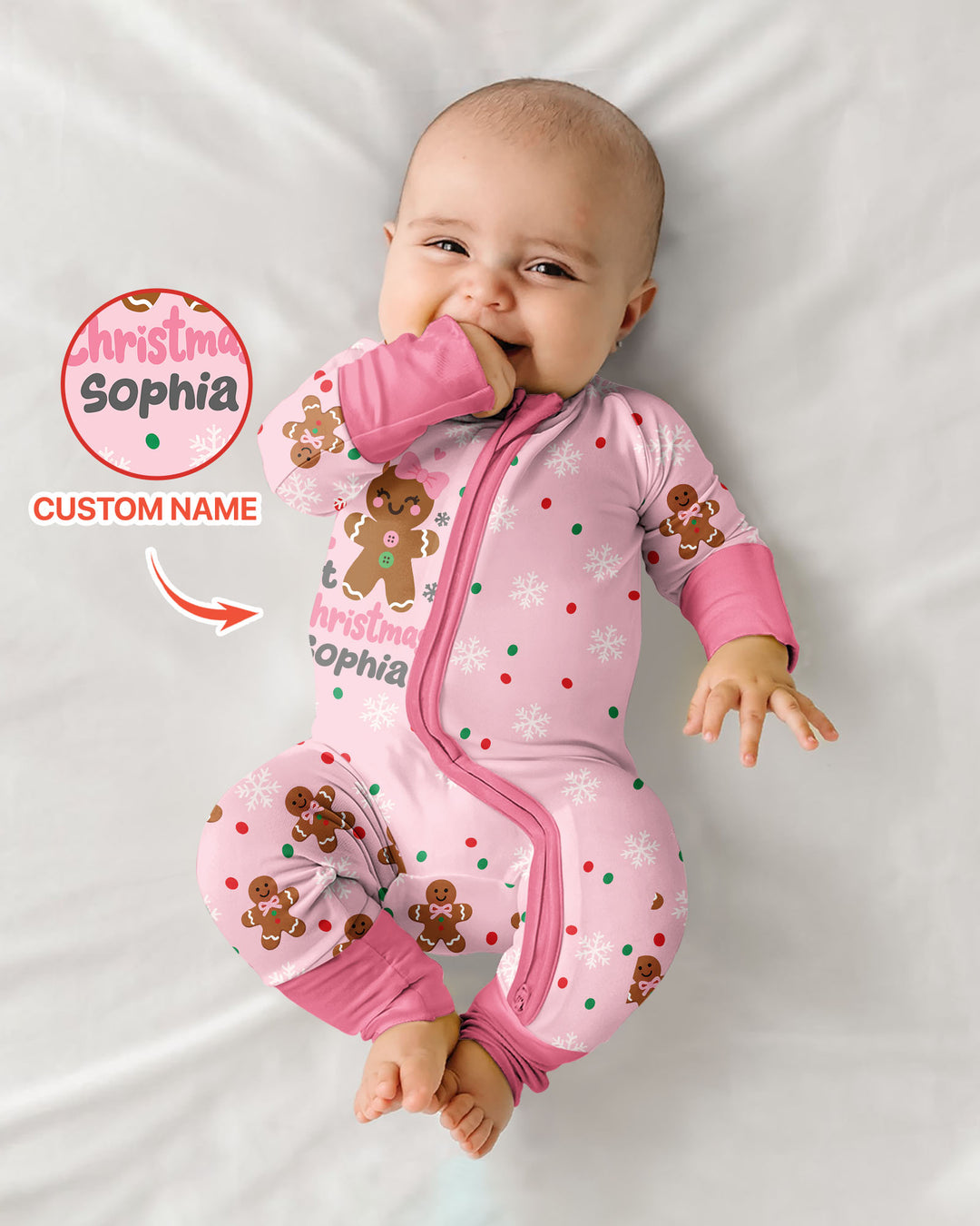 Custom Name My First Christmas  Bamboo Convertible Zippy