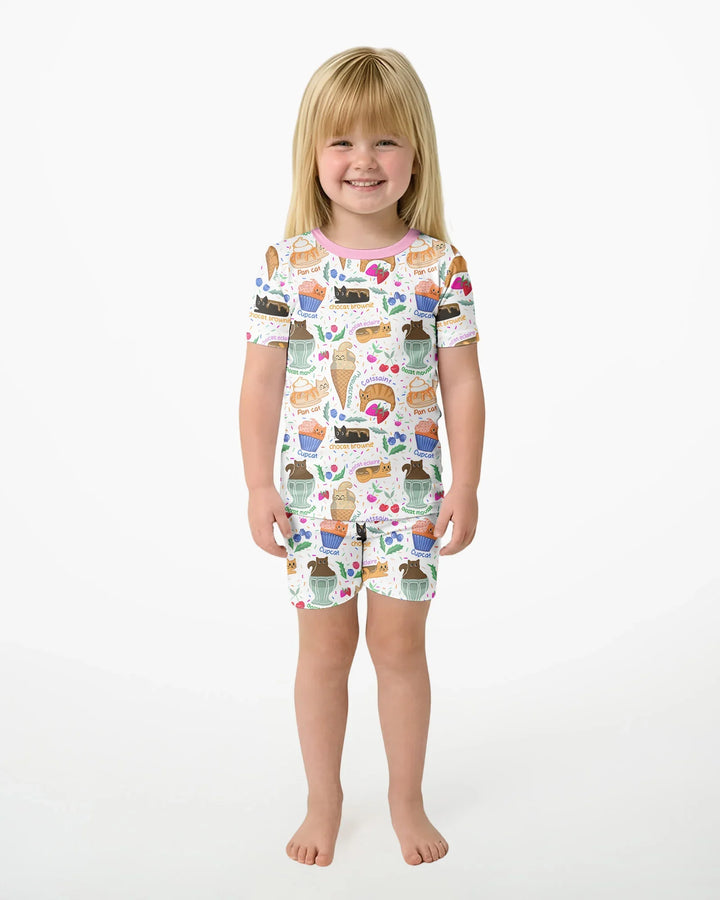 Purrfect Treats Bamboo Two Piece Short Sleeve Shorts Pajama Set