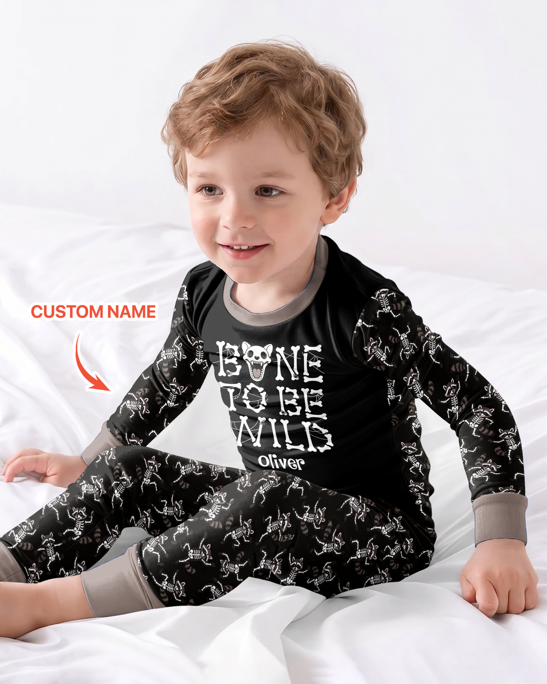 Funny Halloween Racoon Bamboo Two Piece Long Sleeve Pajama Set