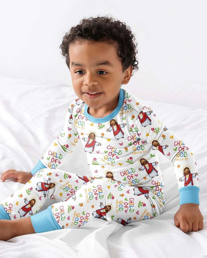 Jesus Loves Me Bamboo Two Piece Long Sleeve Pajama Set