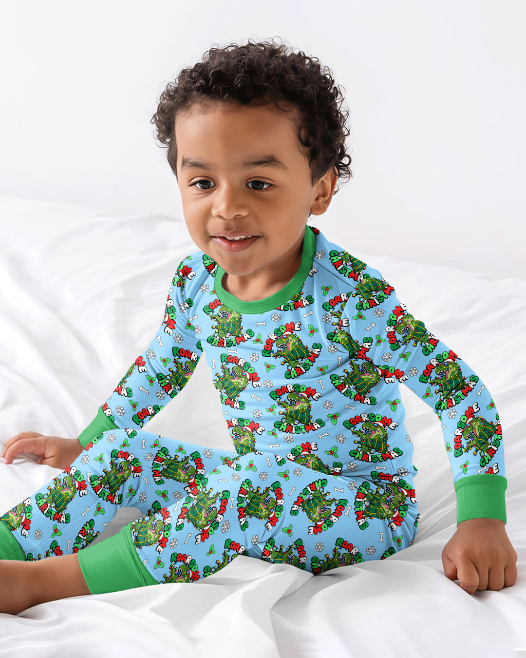 Merry Roarsome Christmas  Bamboo Two Piece Long Sleeve Pajama Set