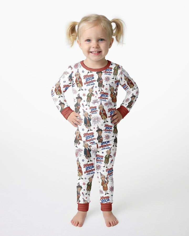 Party Like It's 1776 Family Matching Bamboo Two Piece Long Sleeve Pajama Set