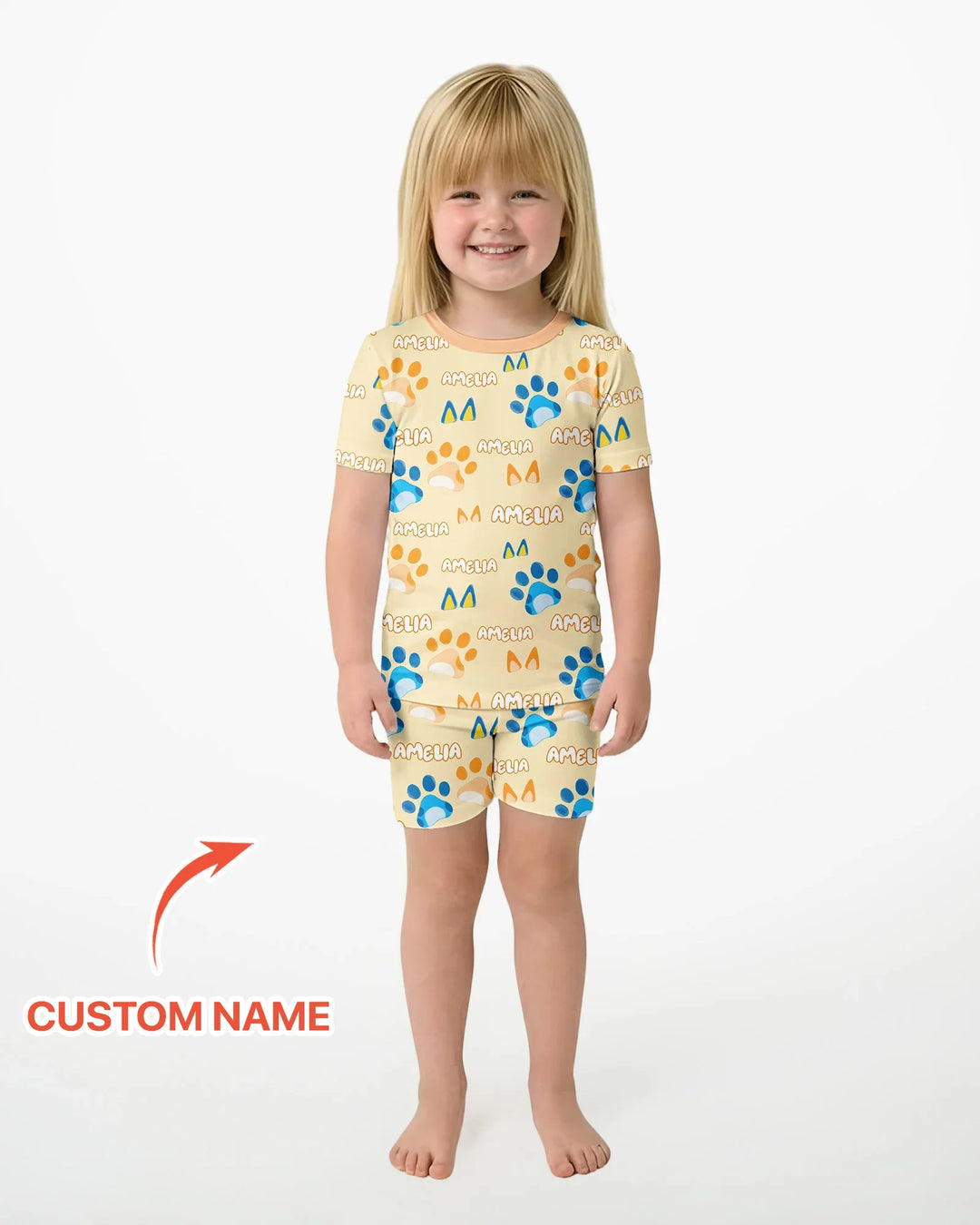 Pijama de bambú de dos piezas de manga corta con pantalón corto, plantilla personalizada