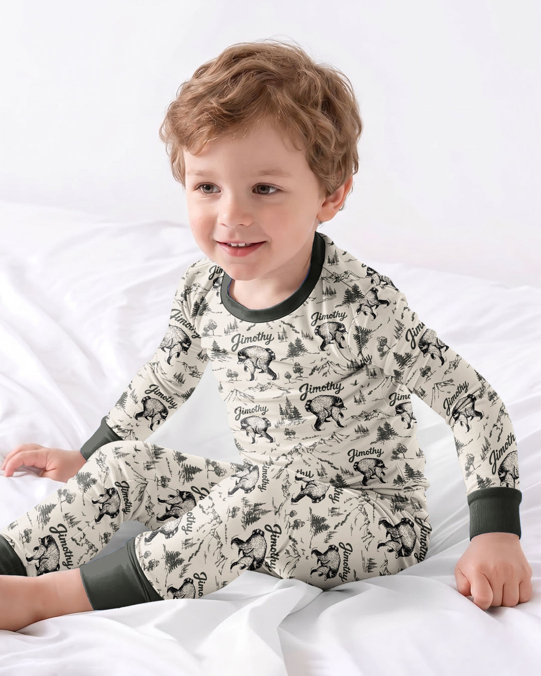 Vintage Jimothy Racoon Family Matching Bamboo Two Piece Long Sleeve Pajama Set