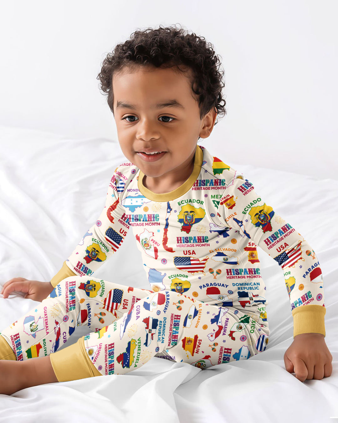Hispanic Heritage Month Country Flags Bamboo Two Piece Long Sleeve Pajama Set