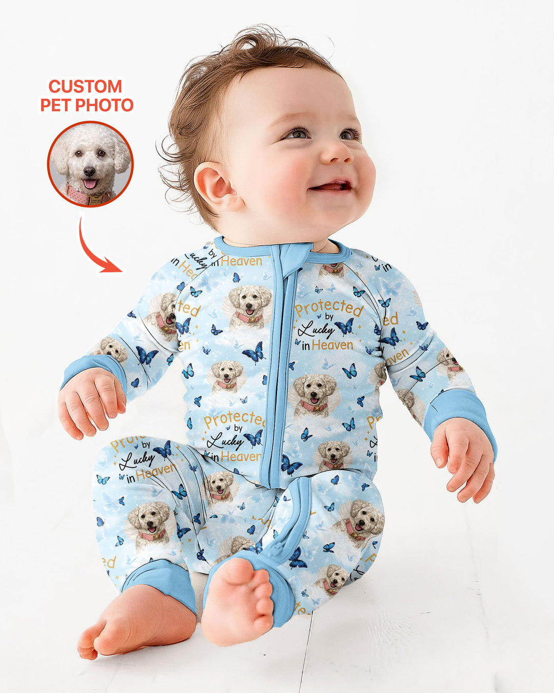 Custom Pet Photo Protected By Heaven Family Matching Bamboo Convertible Zippy