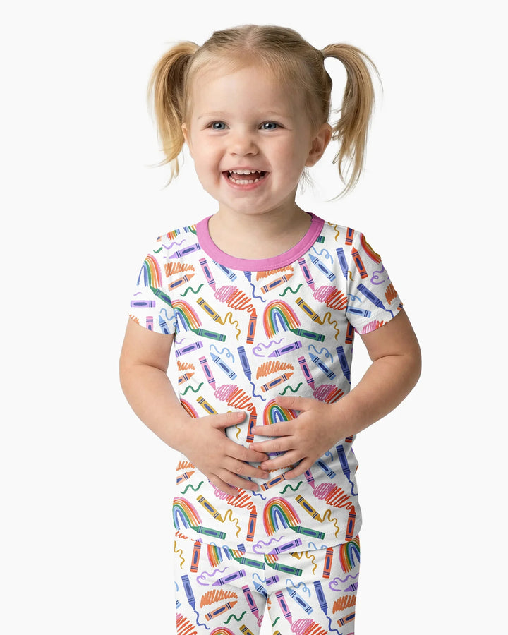 Crayon Chaos Bamboo Two Piece Short Sleeve Pajama Set