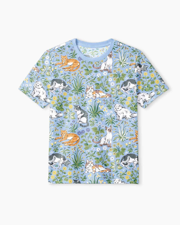 Kitten Garden Family Matching Bamboo Men Short Sleeve Short Pajama Set