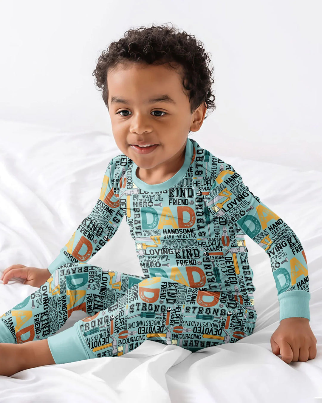 Dad Word Collage Bamboo Two Piece Long Sleeve Pajama Set