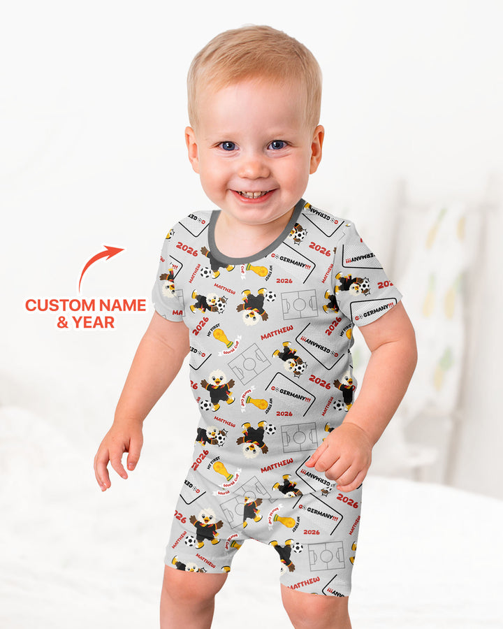 Pijama de bambú de dos piezas de manga corta con pantalón corto, plantilla personalizada