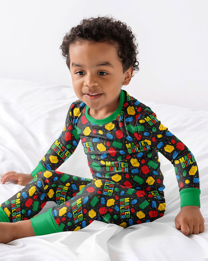 Brick Toy Master Builder Bamboo Two Piece Long Sleeve Pajama Set