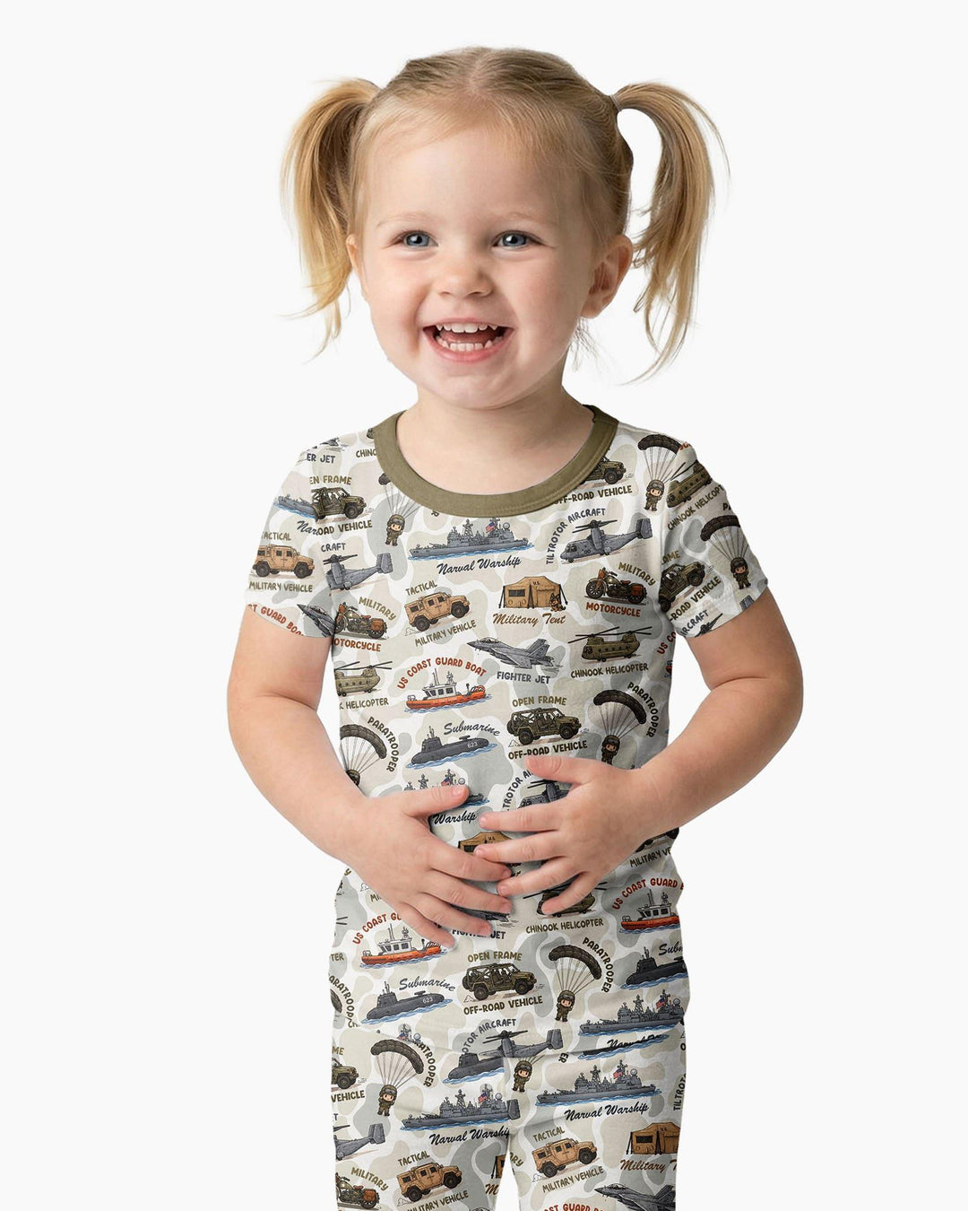 Little Hero Military Family Matching Bamboo Two Piece Short Sleeve Pajama Set