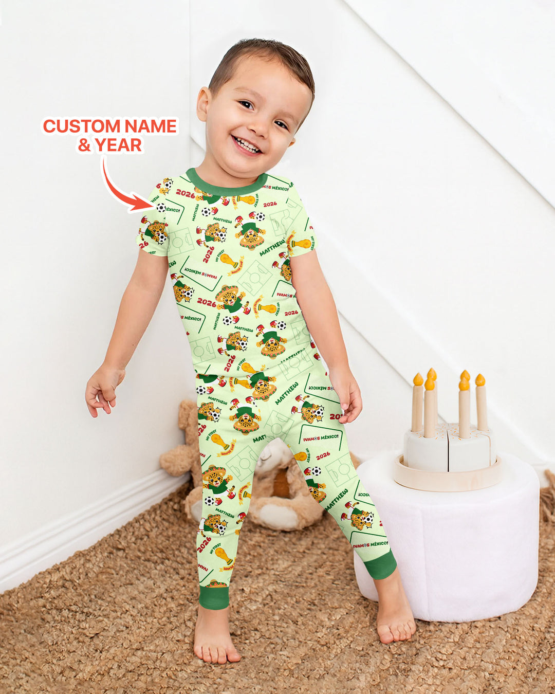 Conjunto de pijama de dos piezas de bambú de manga corta, plantilla personalizada