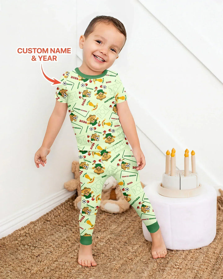 Conjunto de pijama de dos piezas de bambú de manga corta, plantilla personalizada