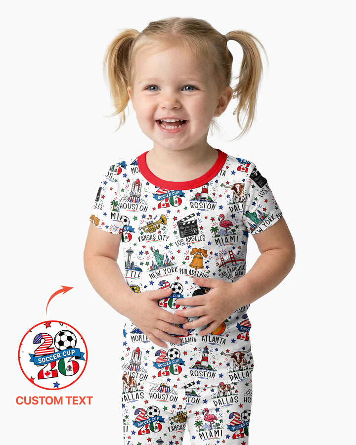 2026 Soccer Cup Host Citties Bamboo Two Piece Short Sleeve Pajama Set