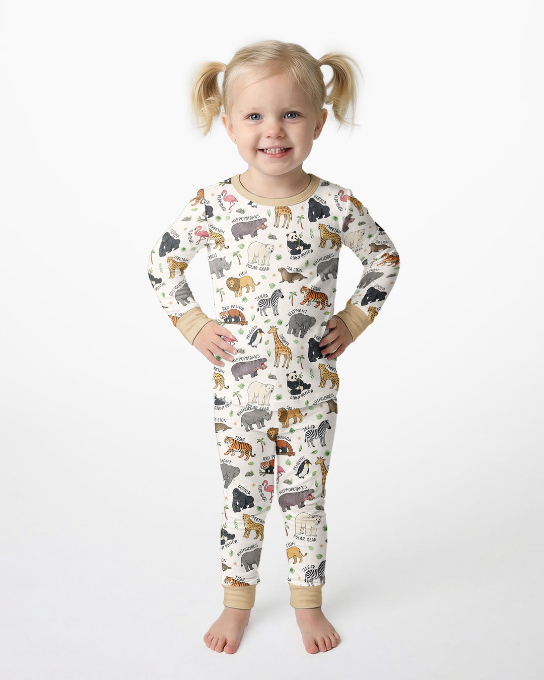 Safari Animals Bamboo Two Piece Long Sleeve Pajama Set