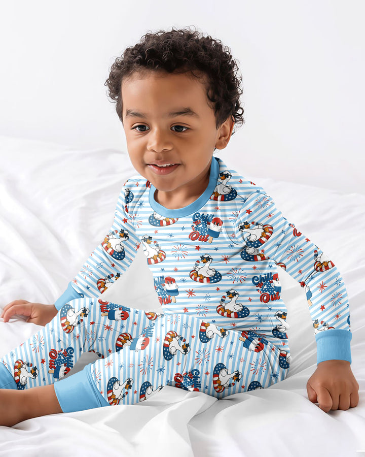 Zweiteiliges Langarm-Pyjama-Set mit Sommerfrüchten