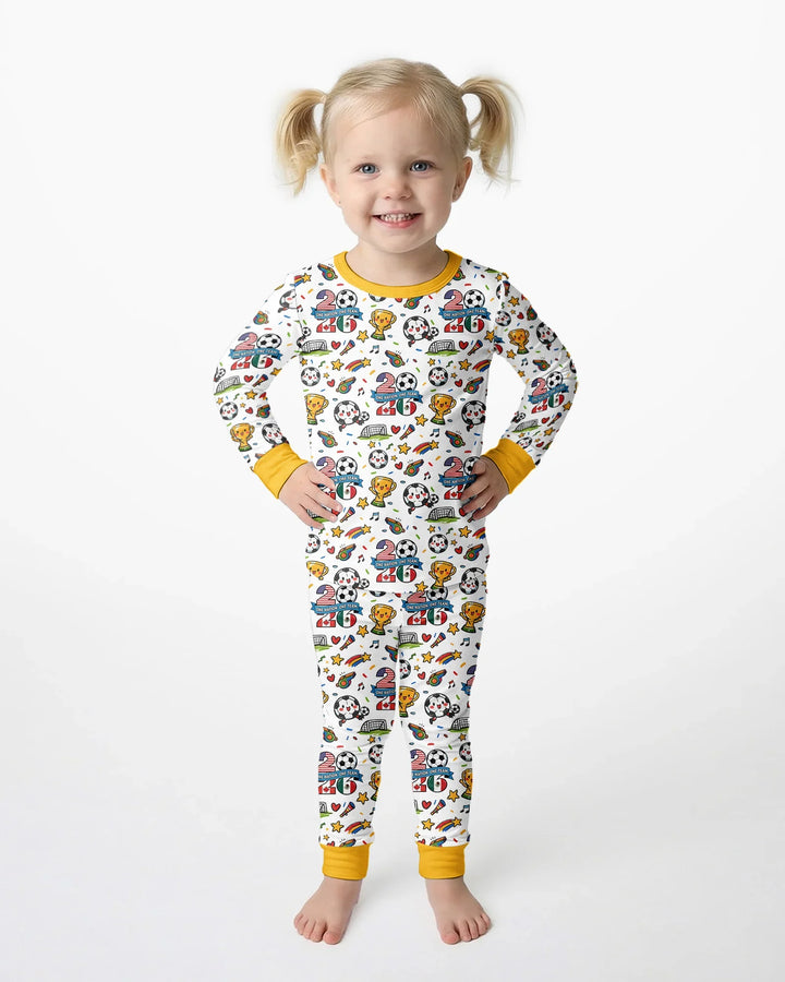 Soccer Fever 2026 Family Matching Bamboo Two Piece Long Sleeve Pajama Set