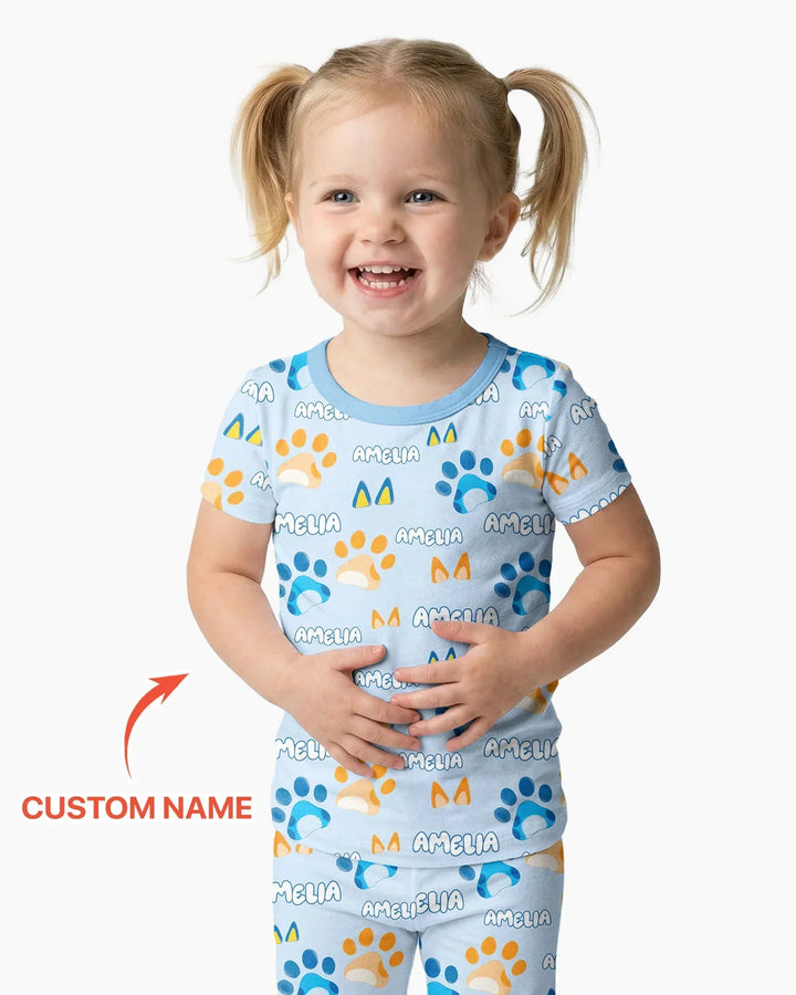 Conjunto de pijama de dos piezas de bambú de manga corta, plantilla personalizada
