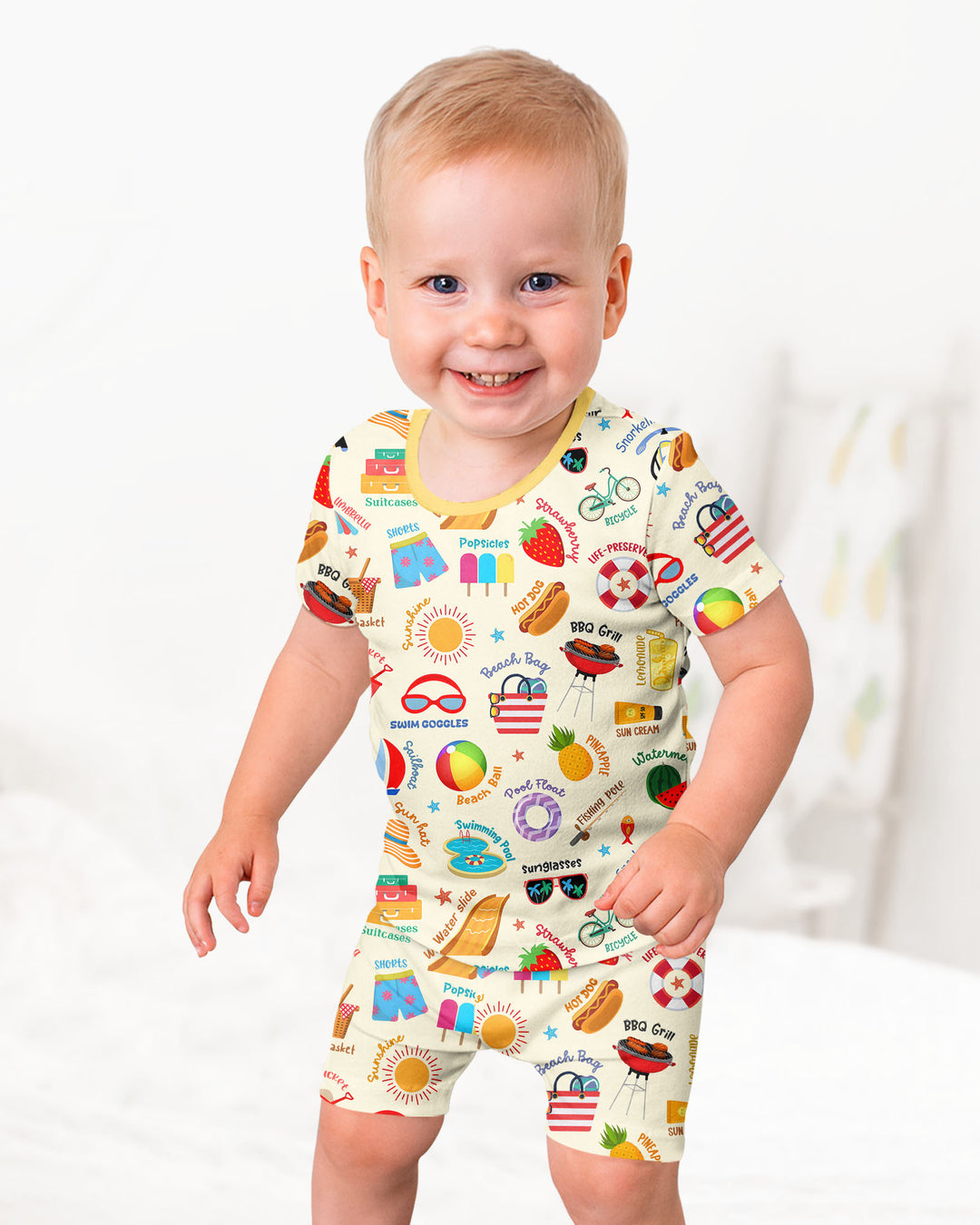 Schlafanzug-Set zweiteilig, kurze Ärmel, kurze Hose, Bambus