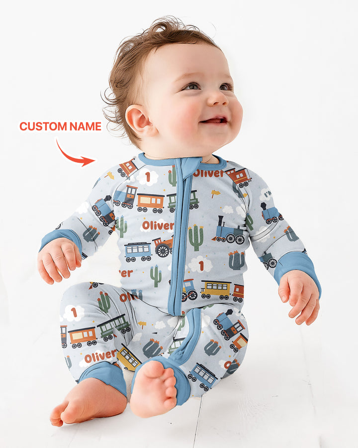 Personalized Train Birthday Bamboo Convertible Zippy