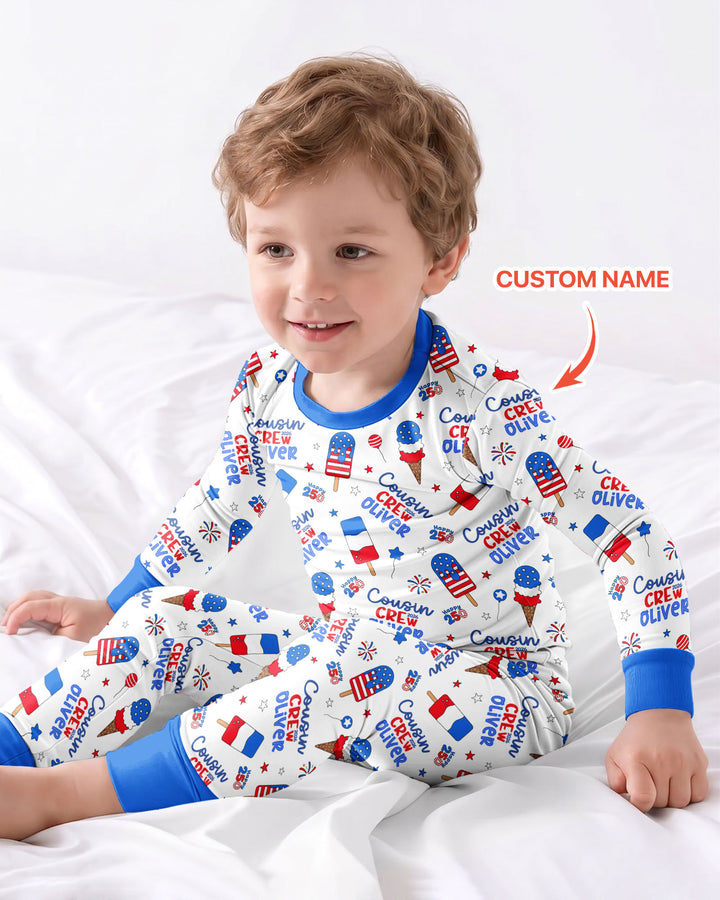 Conjunto de pijama de dos piezas de bambú con mangas largas, plantilla PERSONALIZADA