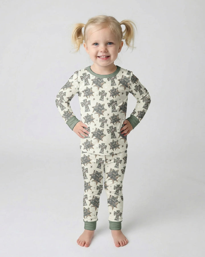 Conjunto de pijama de dos piezas de bambú con mangas largas, plantilla PERSONALIZADA