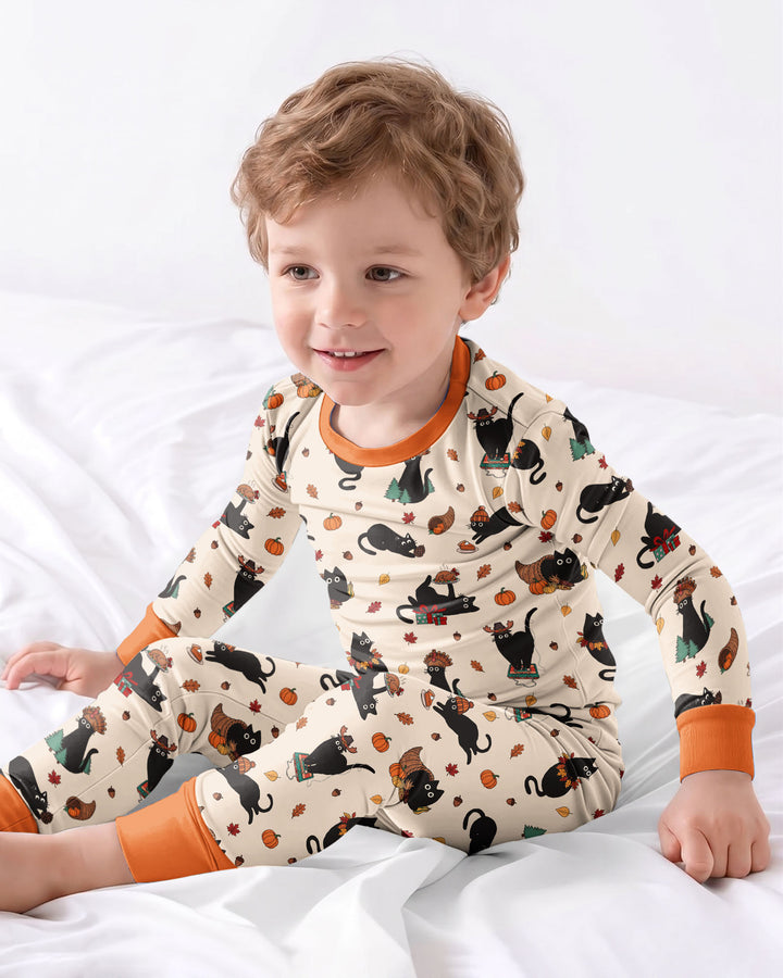 Black Cat Cozy Season Bamboo Two Piece Long Sleeve Pajama Set