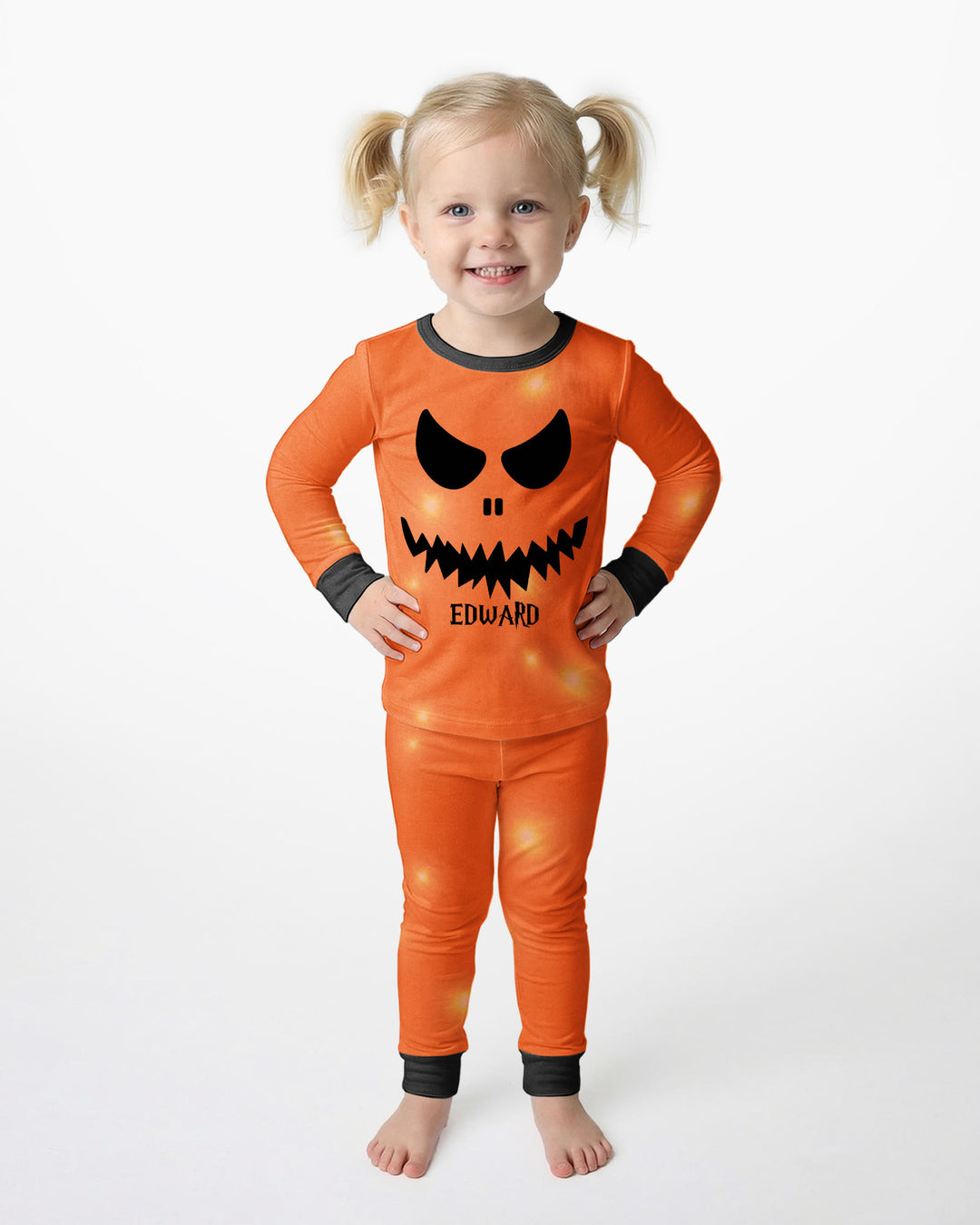 Glowing Pumpkin Bamboo Two Piece Long Sleeve Pajama Set