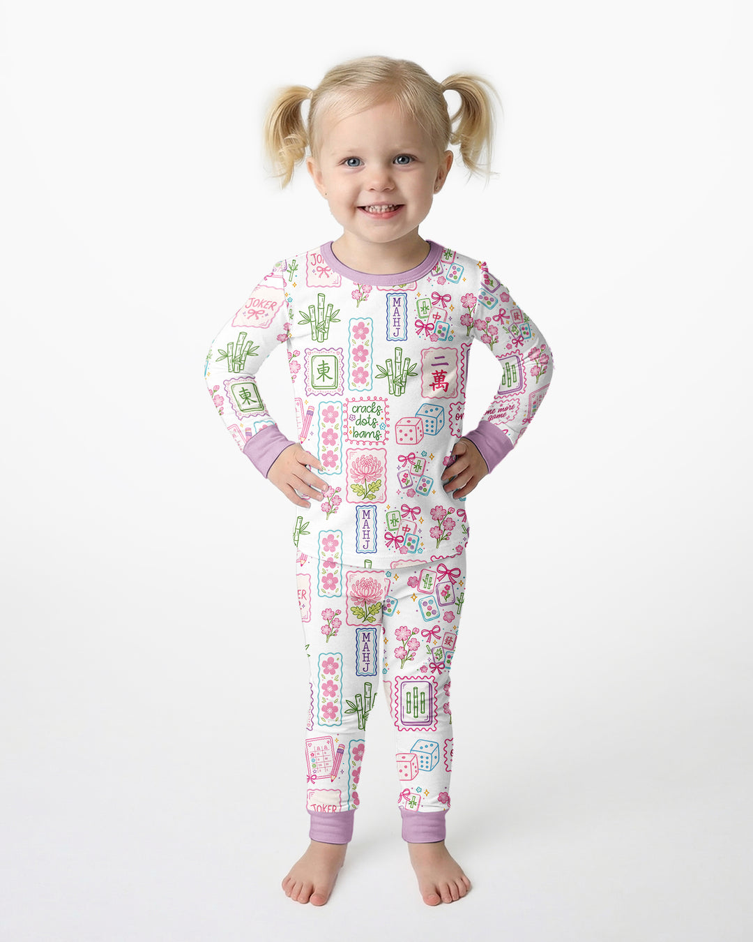 Cracks, Dots & Bams Mommy & Me Matching Bamboo Two Piece Long Sleeve Pajama Set