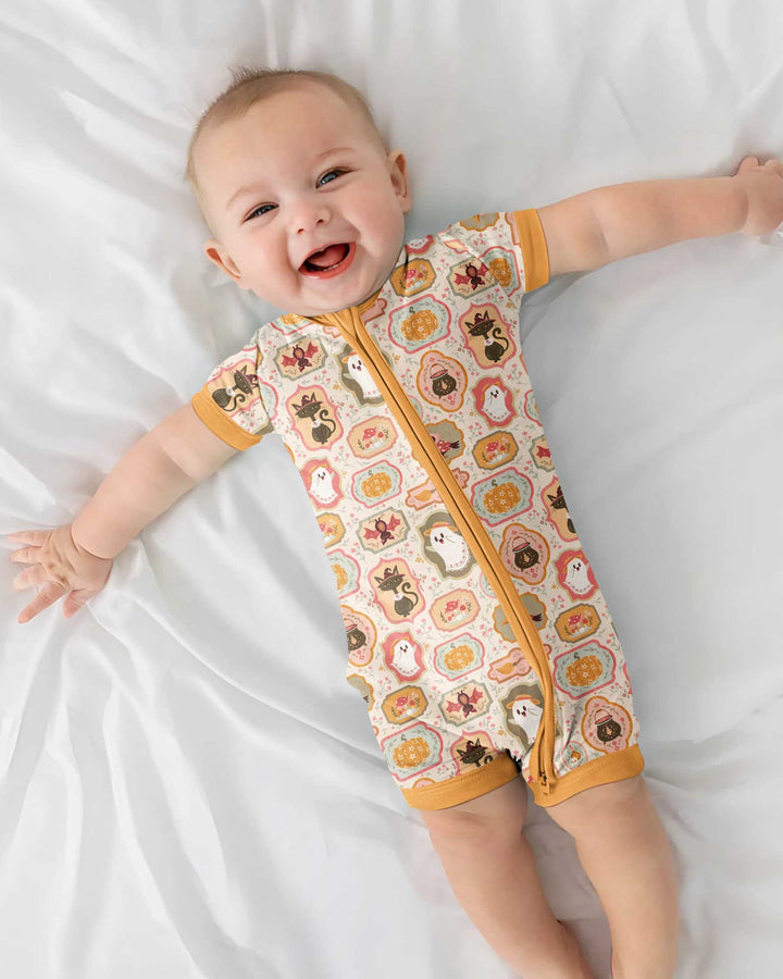Cute Vintage Magical Cottage Style Halloween Bamboo Shorty Zippy