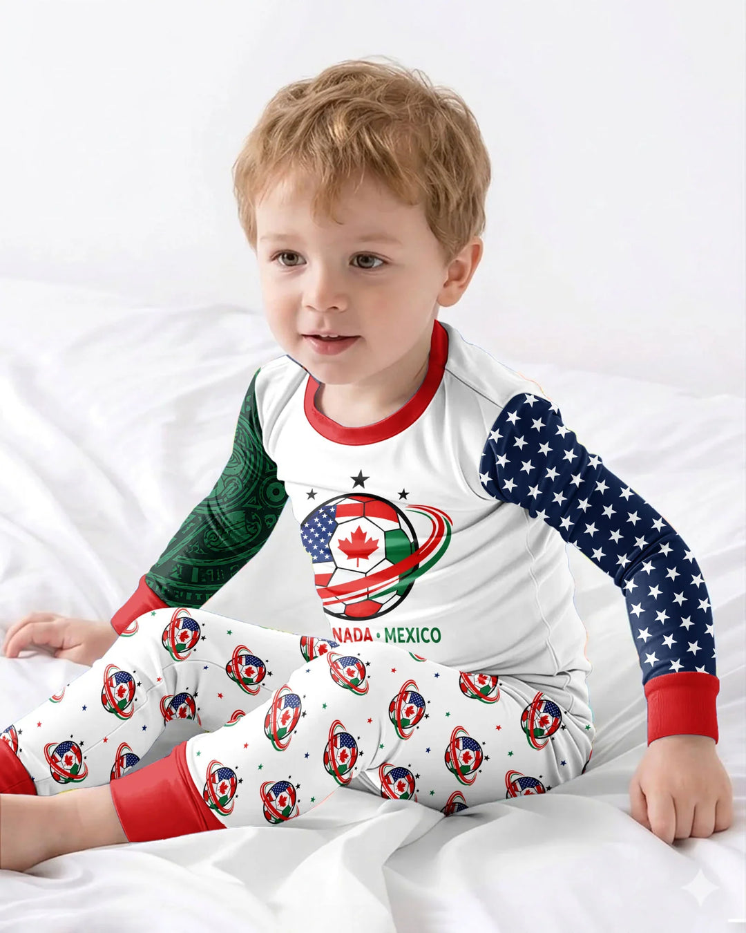 Soccer Cup USA Canada Mexico Bamboo Two Piece Long Sleeve Pajama Set