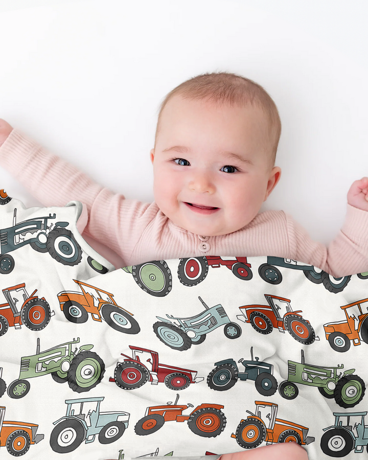 Tiny Tractors Bamboo Blanket