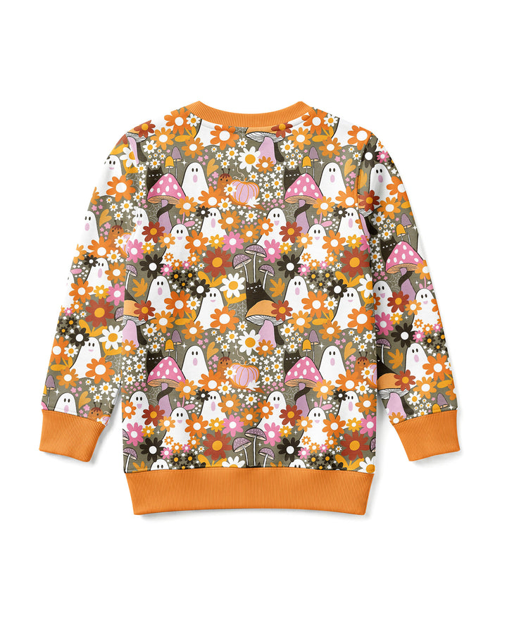 Retro Ghost Mushroom Floral Halloween Bamboo Crewneck Sweatshirt