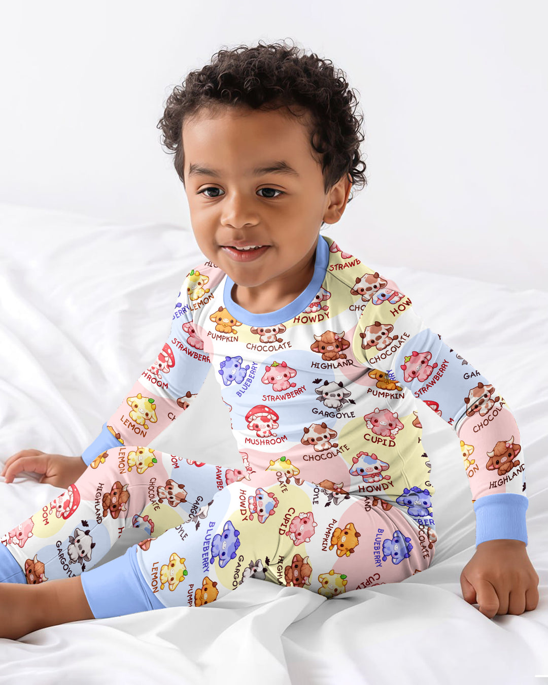 Kawaii Cow Bamboo Two Piece Long Sleeve Pajama Set