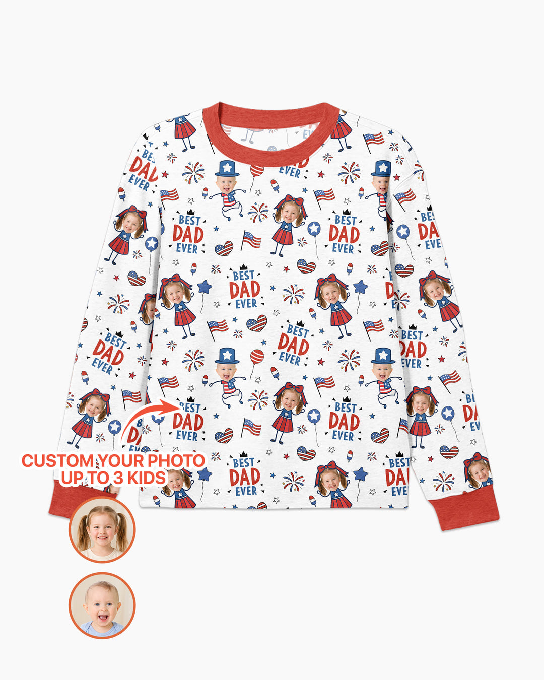 Custom Photo Best Patriotic Family Ever Bamboo Men's Pajama Set