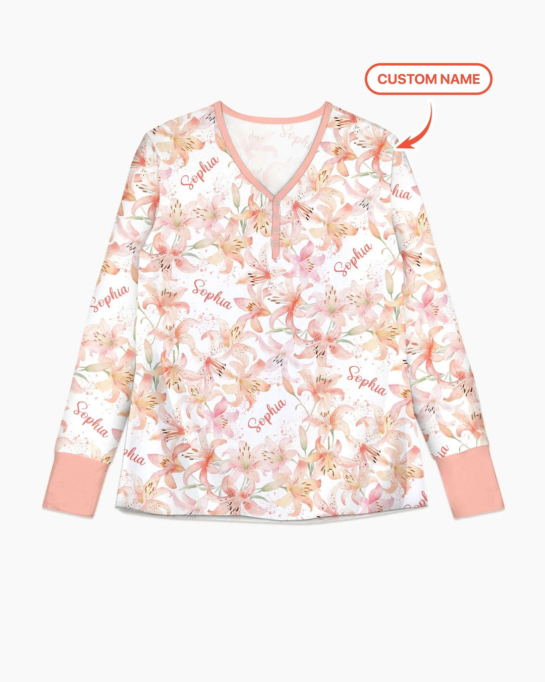 Benutzerdefinierter Name Geburtsmonatsblumen Bambus Damen Schlafanzug-Set