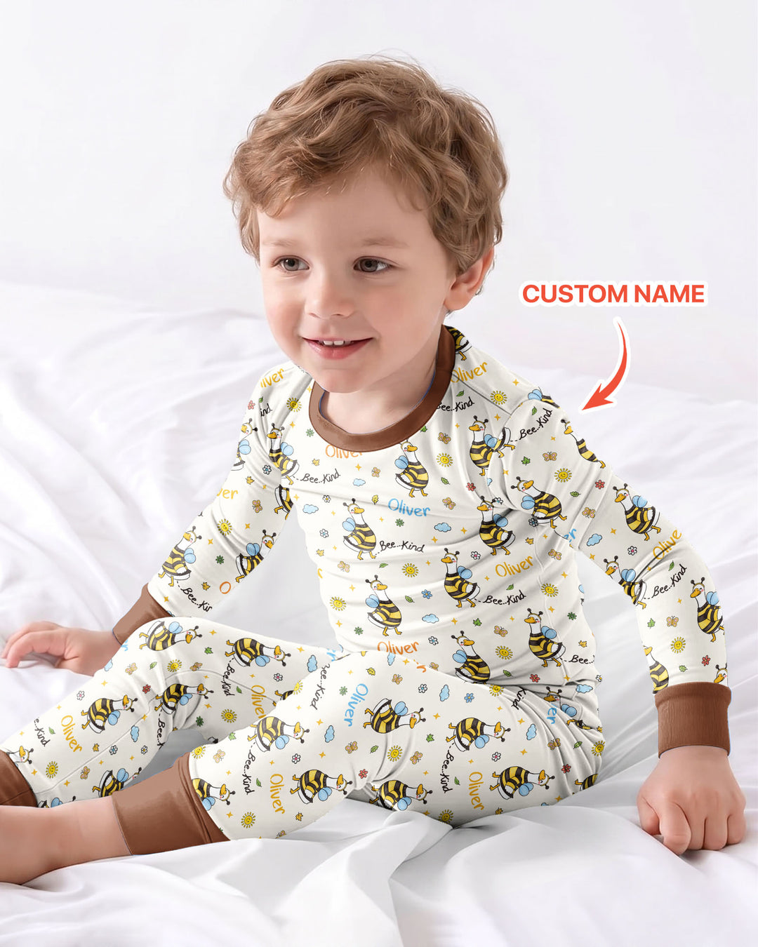 Custom Name Bee Kind The Goose Bamboo Two Piece Long Sleeve Pajama Set