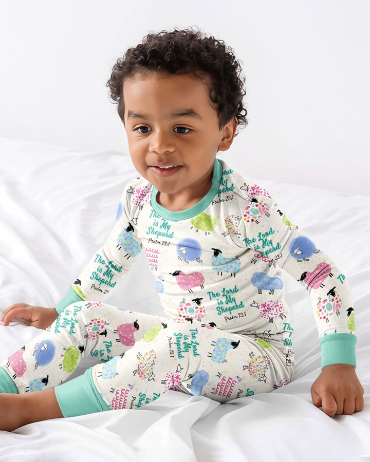 The Lord Is My Shepherd Psalm 23 Bamboo Two Piece Long Sleeve Pajama Set
