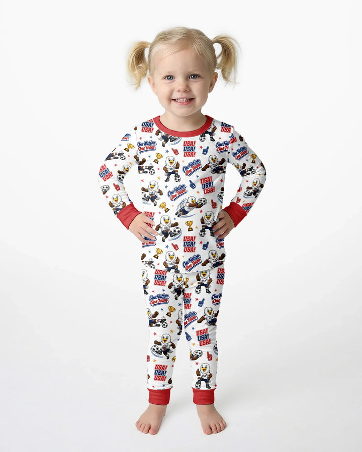 Soccer One Nation One Team Bamboo Two Piece Long Sleeve Pajama Set